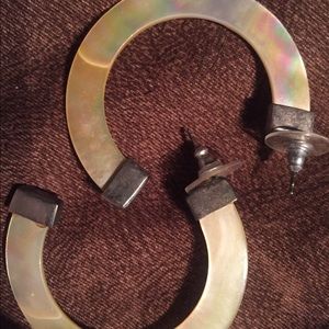 Vintage crescent polished seashell earrings